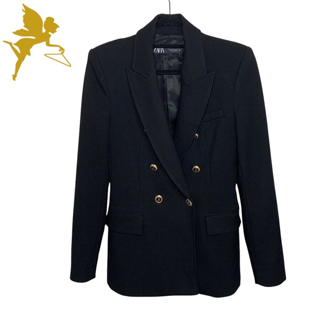 ZARA Double Breasted Equestrian Blazer